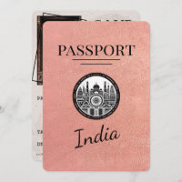 Rose Gold India Passport Save the Date