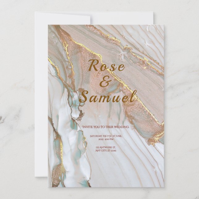 Rose Gold Ink Aesthetic Chic Wedding Invitation Einladung (Vorderseite)