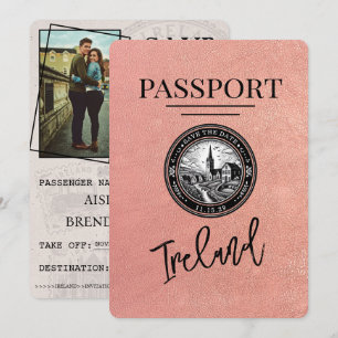 Rose Gold Irland Reisepass Save The Date