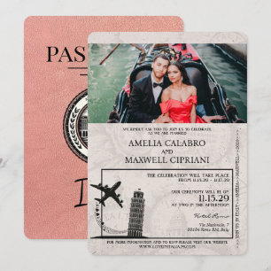Rose Gold Italy Pass Einladung zur Hochzeit