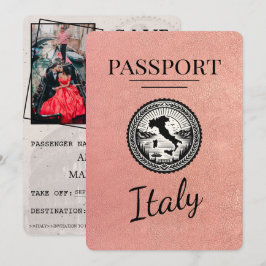 Rose Gold Italy Passport Save The Date