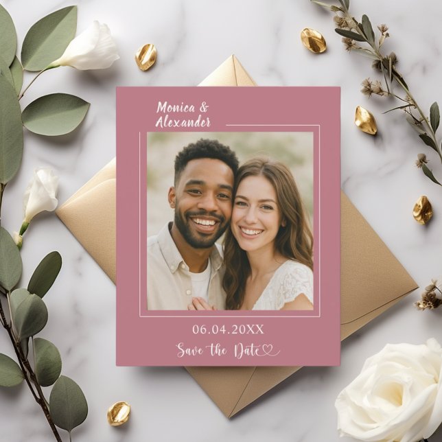 Rose gold ivory photo wedding Save the Date Flyer (Von Creator hochgeladen)