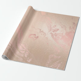 Rose Gold Ivory Skinny Abstrakt Molten Marble Glas Geschenkpapier