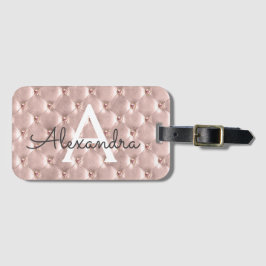 Rose Gold Jeweled Classic Monogram Name Gepäckanhänger
