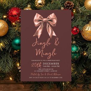Rose Gold Jingle Mingle Weihnachtsfeier Schleife B Einladung