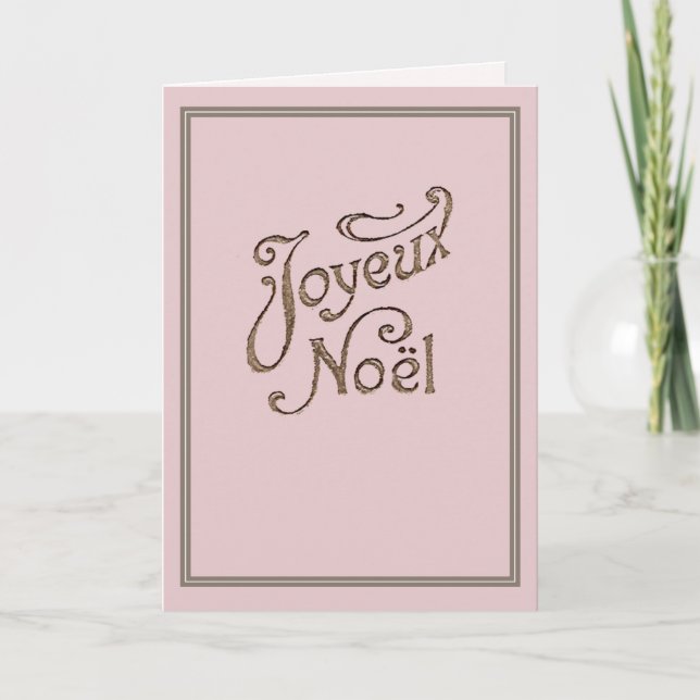 Rose Gold Joyeux Weihnachten Französische Urlaubsk (Vorderseite)