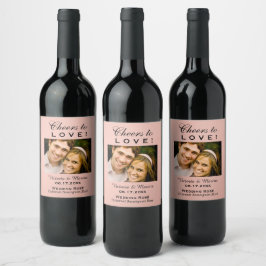 Rose Gold jubelt Liebe Hochzeit Foto Flasche Weinetikett