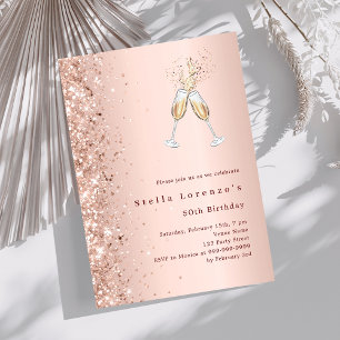 Rose Gold jubelt Luxus Geburtstag Einladung