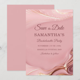 Rose Gold Junggeselinnen-Abschied Save the Date Id Einladung
