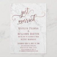 Rose Gold "Just Married" Typografie mit Marmor