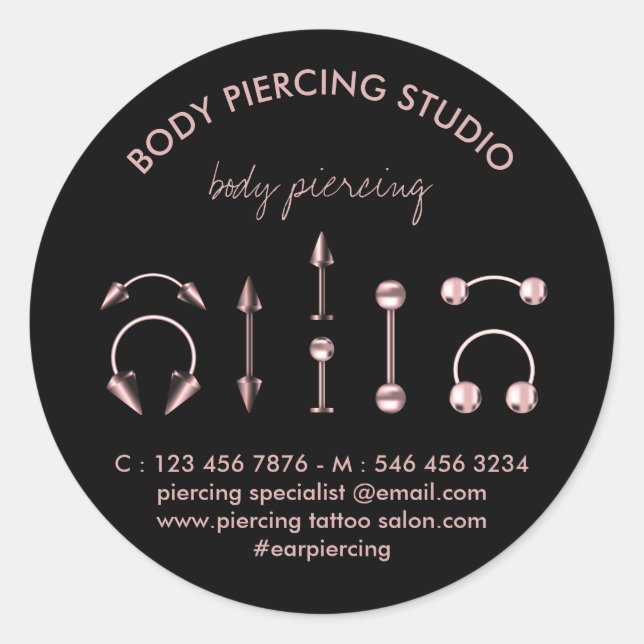 Rose Gold Juwelierverband Piercing Specialist Runder Aufkleber (Vorderseite)