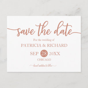 Rose Gold Kalligrafie Hochzeit Save The Date Postkarte