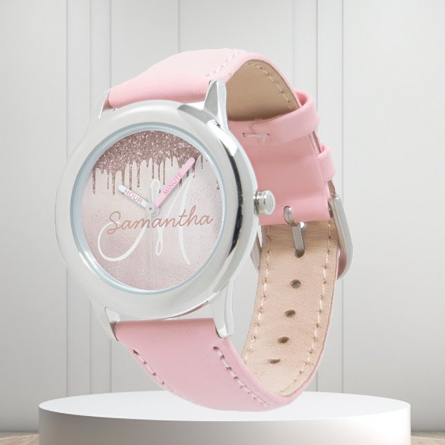 Rose Gold Kids Girls Glitzer Personalisiert Armbanduhr (Von Creator hochgeladen)