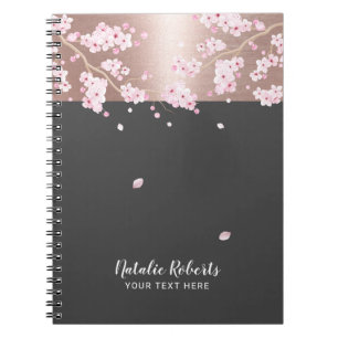 Rose Gold Kirschblüten Blumen Notizbuch Notizblock
