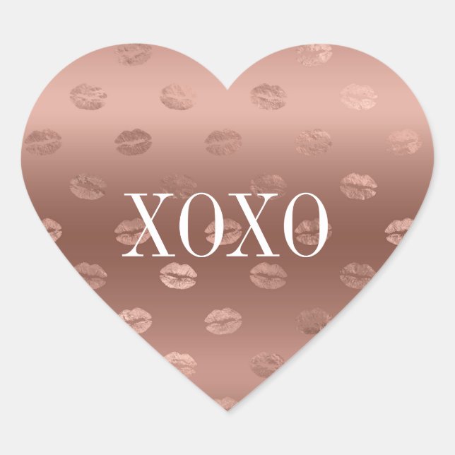 Rose Gold Kisses Lips Herz-Aufkleber (Vorderseite)