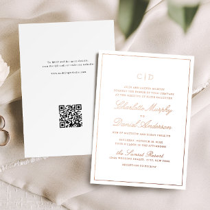 Rose Gold Klassische Eleganz Schrift Monogramm Hoc Folieneinladung