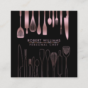 Rose Gold Koch Küche Tools Glitzer Imitat Caterin Quadratische Visitenkarte
