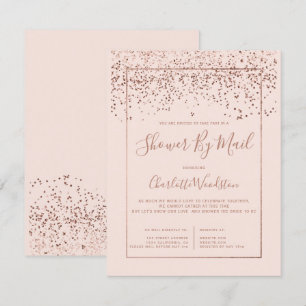 Rose gold Konfetti Erröten Brautparty per Post Einladung