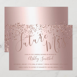 Rose Gold Konfetti Metallic Frau Brautparty Einladung