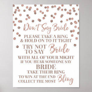 Rose Gold Konfetti Nicht Braut Spiel Schild