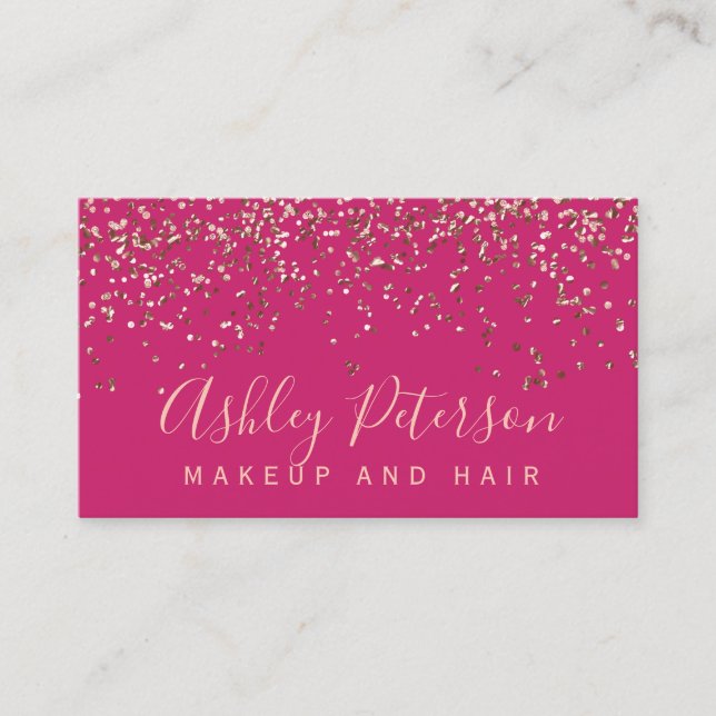 Rose gold Konfetti rosa Chic Typografie Visitenkarte (Vorderseite)