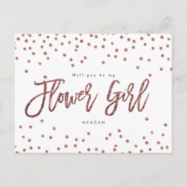 Rose gold Konfetti werden Sie meine Blume Mädchen- Ankündigungspostkarte