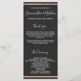Rose Gold Kontur Border Simple Black Wedding Programm