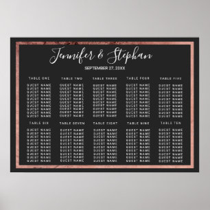 Rose Gold Kontur Grenz Schwarze Sitzkarte Poster