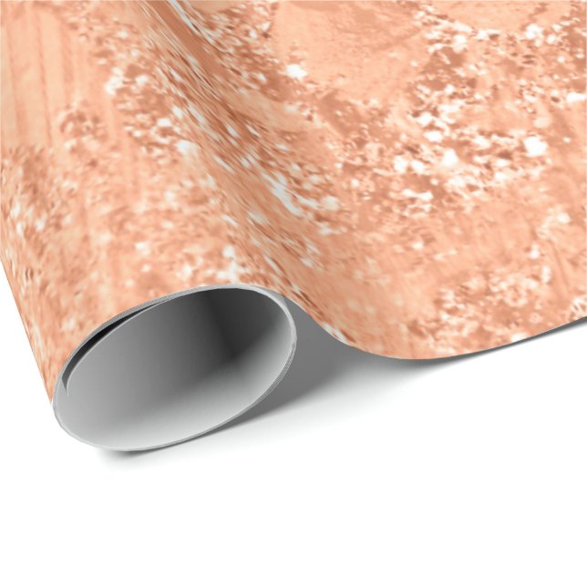 Rose Gold Koral Abstrakter Glitzer Peach Bridal 16 Geschenkpapier (Rolleneckpunkt)