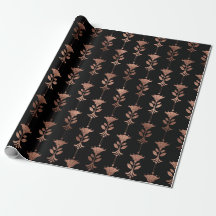Rose Gold Kunst-Déco-Blume auf Schwarz