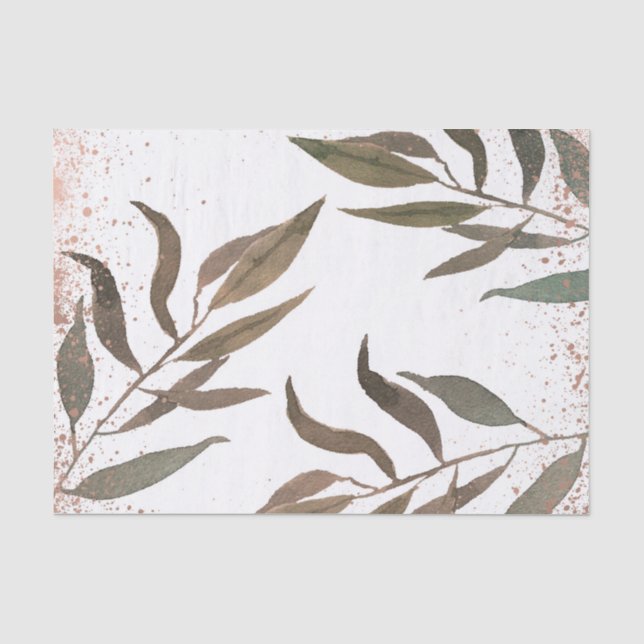 Rose Gold Kupfer Botanischer Glam Moderne Hochzeit Seidenpapier (Vorderseite)