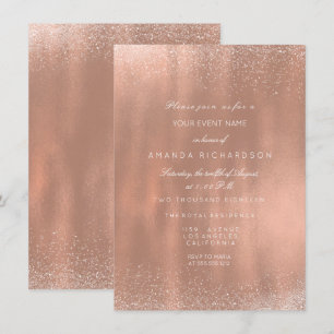 Rose Gold Kupfer Glitzer Funkelnd Bridday Einladung