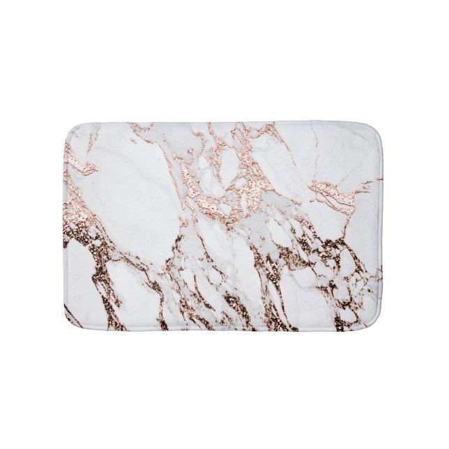 Rose Gold Kupfer Glitzer Metallischer Schwarzer Ma Badematte (Vorderseite)