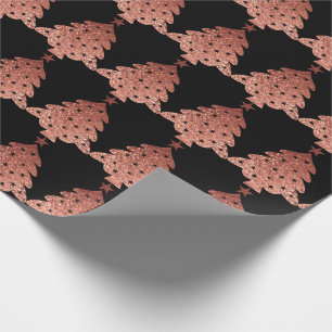 Rose Gold Kupfer Gold Schwarzer Weihnachtsbaum Geschenkpapier