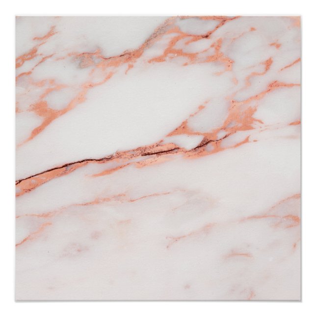 Rose Gold Kupfer Weißkornstein Marmor Carrara Poster (Vorderseite)