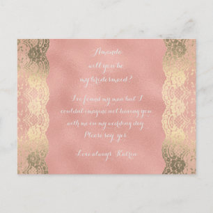 Rose Gold Lace Blush werden Sie meine Bridesmaid Einladungspostkarte
