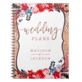 Rose Gold Lace & Floral Eleganter Hochzeitsplaner Notizblock