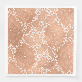 Rose Gold Lace & Floral Hochzeitsempfang Party Serviette