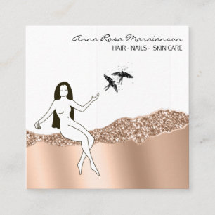 *~ Rose Gold Langhaargöttin Schönheitschrei Quadratische Visitenkarte