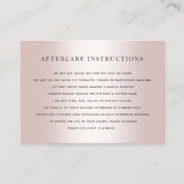 Rose Gold Lash Erweiterungen Aftercare Instruktion Visitenkarte