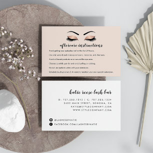 Rose Gold Lash Verlängerung Aftercare Anleitung Visitenkarte