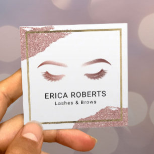 Rose Gold Lashes Brows Makeup Artist Beauty Salon Quadratische Visitenkarte