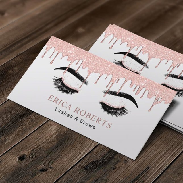 Rose Gold Lashes & Brows Makeup Artist Salon Visitenkarte (Von Creator hochgeladen)
