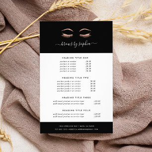 Rose Gold Lashes Preise und Dienstleistungen Flyer