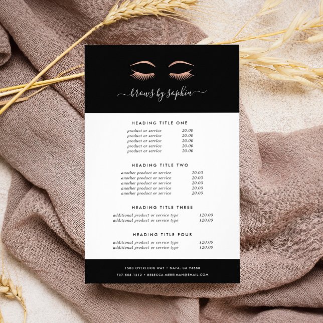 Rose Gold Lashes | Preise und Dienstleistungen Flyer (Von Creator hochgeladen)