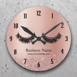 Rose Gold Lashes Runde Wanduhr