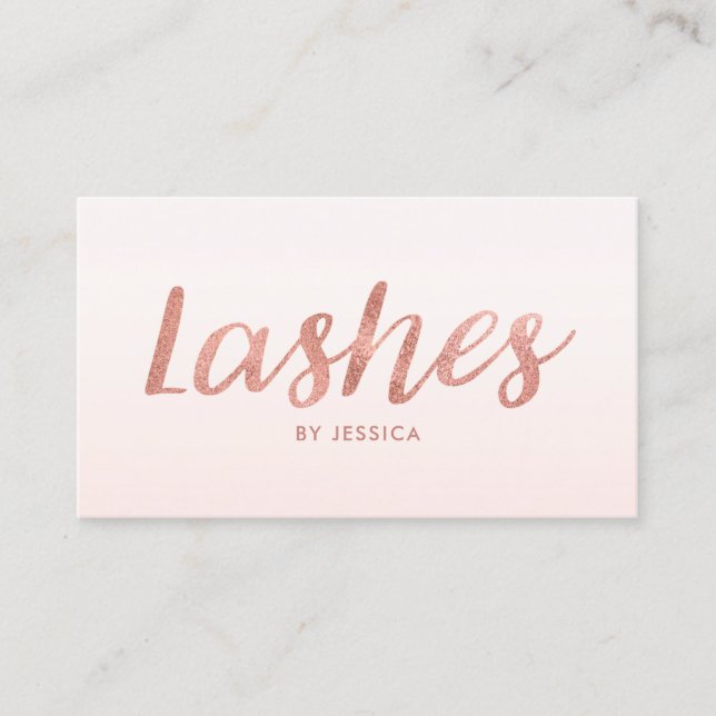Rose Gold Lashes Schönheitssalon Kosmetologin Visitenkarte (Vorderseite)