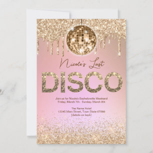 Rose Gold Last Disco Junggesellinnen-Abschied Einladung