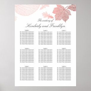 Rose Gold Leaves Fall Wedding Seating Chart Poster