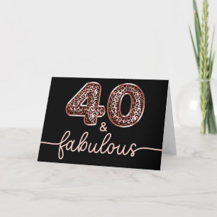 Rose Gold Leopard Ballon Nummer 40 und Fabelhaft Karte